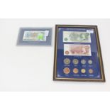 Collection of 20th Century coins and framed notes