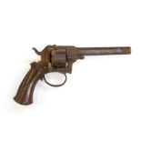 An antique 12mm pin-fire Lefaucheux revolver bearing Belgian proof marks.