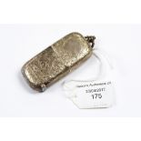 A Victorian silver Sovereign and vesta case, chased foliate decoration, Birmingham 1898,