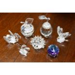 Swarovski butterflies and two hedgehogs plus swan, apple,