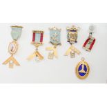 Masonic items to include 9ct gold St Johns Lodge and silver gilt regalia (6)