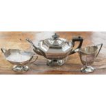 An Edwardian Walker & Hall silver plated three piece tea service