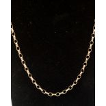 A 9ct gold oval belcher chain necklace with a length of approx 24'' and a total weight approx 10.