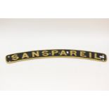 Reproduction cast brass Locomotive nameplate "Sanspareil"