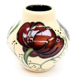 A miniature Moorcroft vase, in the Chocolate Cosmos pattern, designed by Rachel Bishop, shape 35/2,