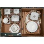 Adderley soup plates within two boxes of Satsuma dinner wares (Soho Pottery) to include tureens &