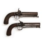 A pair of 5” barrel percussion belt pistols marked 'Deanes London', which bear London proof marks.