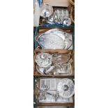 Four boxes of AI EPNS and silver plated wares to include candelabra, Punch bowl,