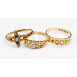 A Victorian diamond 18ct yellow gold boat head ring,