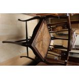 An Edwardian rosewood and marquetry inlaid corner chair, inlaid back splats,