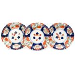 Three 19th Century Imari plate Japanese porcelain