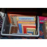 A box containing a quantity of children's books, including: 'A New Hieroglyphic Bible',