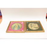 Two framed French picture disc LP records of religious music (2)