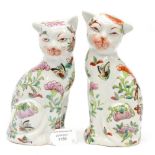 A pair of Chinese Famile Rose Cats (or near pair) 20th Century