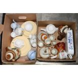 Two boxes of mixed ceramics, including two Bossons plaques,
