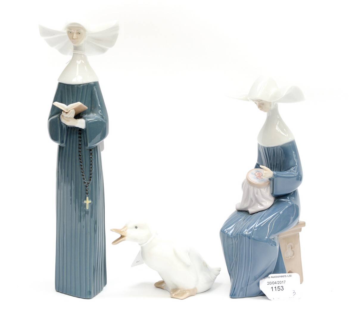 Two Lladro figurines as Nuns,