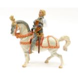 A Beswick Horse with Knight in full armour (black Knight)