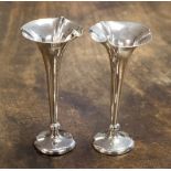 A pair of Edwardian silver trumpet bud vases, Sheffield 1904, makers mark for William Morton & Sons,