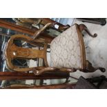 A Queen Anne style walnut open armchair,