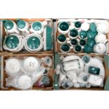 Four boxes of Denby 'Green Wheat' part dinner wares, including serving dishes and covers,