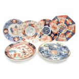 Imari plates, one with octagonal sides,