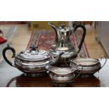 A four piece silver tea set,