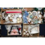 Three boxes of assorted ceramics, including Royal Albert 'Old Country Roses', Wedgwood,