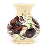 A Moorcroft vase in the Chocolate Cosmos pattern, designed by Rachel Bishop, dated 2013, shape 1/3,