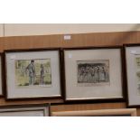 A set of 19th and early 20th century tennis prints - all hand tinted cartoons (5)