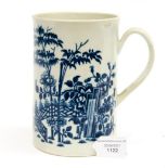 A Worcester blue and white tankard or large mug, circa 1760,