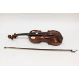 A 19th Century violin with bow,