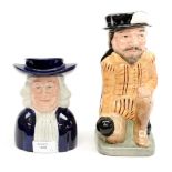 A Royal Doulton Francis Drake Toby Jug 'D6660' together with a Staffordshire Wesley money box (2)