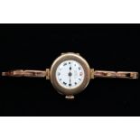 A ladies rose gold circa 1915 9ct bracelet watch, Sermin, Sheffield 18.