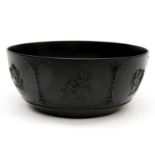 A Wedgwood black basalt bowl, with basalt Jasperware pattern, approx 18.