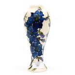 A Moorcroft vase in the Delphinium pattern, designed by Kerry Goodwin,