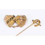 A rose gold Mizpah brooch 9ct gold,