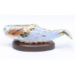 A Royal Crown Derby Collectors Guild Oceanic Whale 2004 gold stopper with stand and box