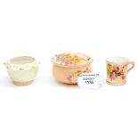 Three items of blush Royal Worcester