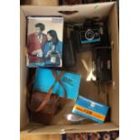 A mixed box of cameras including Polaroid Kodak vintage,