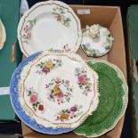 Rockingham - collection of ceramics including perfume bottle and plates and two plates Ferrybridge