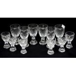 Twelve Sherry and Liqueur glasses in unique designs