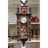 A Vienna style wall clock and parts (top and pendulum), together with another wall clock,