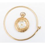 A continental 14ct. cased pocket watch and a yellow metal bracelet, approx .