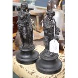 Two bronzed effect cast spelter figurines, in the French style,