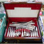A canteen of silver plated Kings pattern flatware for eight persons, maker Cooper,