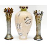 A pair of carnival glass vases,