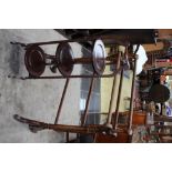 An Edwardian mahogany three tier cake stand together with a Victorian mahogany towel horse (2)
