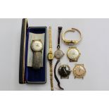 A ladies circa 1918-1920 gold cased wristwatch and five other vintage watches