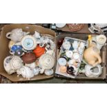 Two boxes of assorted teapots