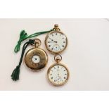 Three gold plated pocket watches to include a half hunter,